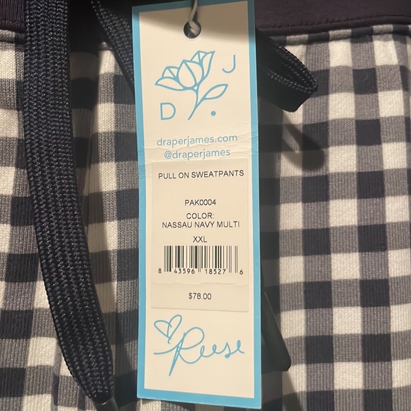 Draper James Navy Gingham Sweatpants - Picture 7 of 7